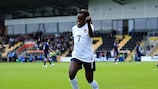 Eniola Aluko celebrates putting England 1-0 up