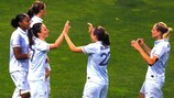 Las jugadoras francesas celebran el gol de Thiney