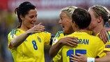 Lotta Schelin celebrates her goal against Italy