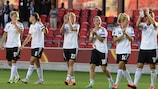 Germany players celebrate their 1-0 defeat of Italy in the last eight