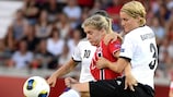 Norway's Ada Hegerberg vies with Saskia Bartusiak of Germany during the group stage