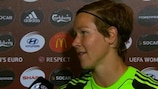Tinja-Riikka Korpela était au micro d'UEFA.com durant l'UEFA Women's EURO 2013