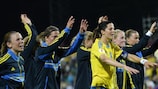 Sweden salute the Halmstad fans after beating Italy