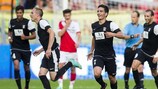 Yannick Bastos jubelt über seinen Treffer für Differdange bei Utrecht