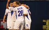 Dinamo Minsk celebrate in Zagreb