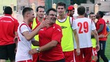 Milsami celebrate reaching the third qualifying round for the first time