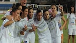 Apollon celebrate winning Group 7 and qualifying for the round of 32