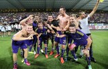Los jugadores del Maribor celebran la clasificación