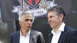 Claude Puel's relationship with Nice president Jean-Pierre Rivère (left) has aided the club's rise