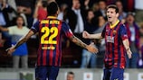 Lionel Messi feiert einen seiner drei Treffer gegen Ajax