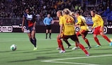 Marie-Laure Delie takes on the Tyresö defence in the first leg