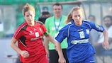 Nina Burger (left) in action against Apollon Limassol