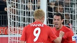 Freiburg celebrate a Bundesliga goal