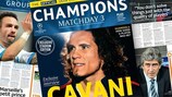 Edinson Cavani é o principal destaque da Champions Matchday