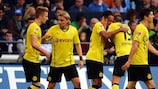 Los jugadores del Dortmund celebran el gol de Pierre-Emerick Aubameyang
