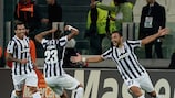 Fabio Quagliarella festeja o seu golo pela Juventus frente ao Galatasaray, na segunda jornada