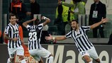 Fabio Quagliarella celebrates his goal for Juventus against Galatasaray on matchday two