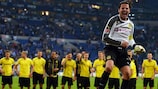 Roman Weidenfeller fronts the Dortmund celebration