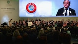 Президент УЕФА Мишель Платини на ассамблее ФСГ