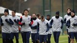Les joueurs du Paris Saint-Germain mardi à l'entraînement