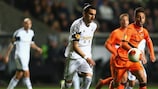 Swansea defender Chico (left) competes with Jonas for possession