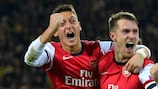 Arsenal's Mesut Özil (left) has tweeted his excitement at facing Beşiktaş in the play-offs