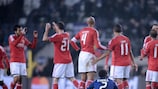 Benfica celebrate as their late winner leaves Anderlecht dejected
