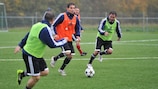 Practical training at a recent UEFA student ooach exchange course