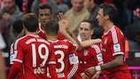 Franck Ribéry receives the plaudits after scoring Bayern's second on Saturday
