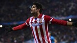 Diego Costa festeja depois de marcar o segundo golo do Atlético