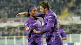 Fiorentina goalscorer Joaquín (right) and Juan Cuadrado celebrate