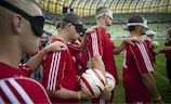 Blind and partially sighted players had the opportunity to feature in a UEFA Respect Inclusion match ahead of the UEFA EURO 2012 quarter-final in Gdansk, Poland