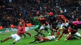 El Galatasaray celebra su triunfo sobre la Juventus en la sexta jornada