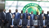 Representatives of UEFA and CAF following the signing of a memorandum of understanding between the two confederations in Cairo