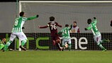 Rubén Castro (No24) wheels away after putting Betis 2-0 up against Rubin
