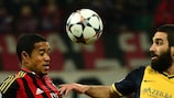 Urby Emanuelson (left) in UEFA Champions League action with Milan last season