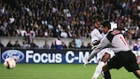 Didier Drogba scores Chelsea's second goal against Paris at Parc Des Princes