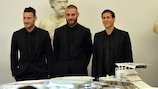 Francesco Totti, Daniele De Rossi e Rudi Garcia na apresentação do projecto do complexo do estádio
