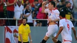 Kevin Gameiro celebrates his first for Sevilla