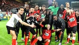 Guingamp celebrate reaching the French Cup final