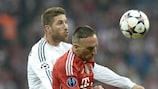 Real Madrid's Sergio Ramos (left) and Bayern's Franck Ribéry in action in the 2014 semi-final