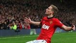 James Wilson slides on his knees after scoring his and United's second goal