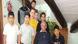Children from the Vincentians Services for the Homeless Centre with the centre's president Vittorio Scotti