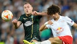 Celtic's Anthony Stokes competes with André Ramalho