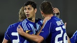 Dynamo Kyiv celebrate at the end of the game