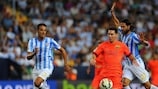 Lionel Messi apenas tuvo opciones ante la defensa malagueña