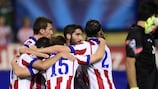 O Atlético festeja o golo da vitória marcado por Arda Turan