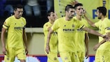 Los jugadores del Villarreal celebran uno de sus goles