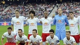 Salzburg line up before their game against Celtic