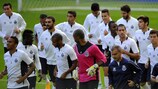 The Porto players are put through their paces during training on Monday
